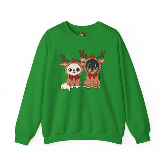 Tiny Reindeers Cedric and Maya Unisex Crewneck Sweatshirt
