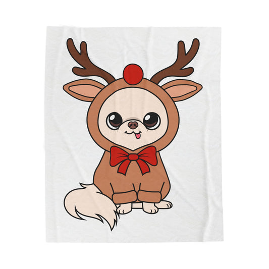 Cedric Reindeer Cheer Velveteen Plush Holiday Blanket