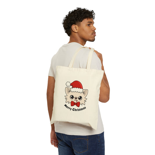 Cedric's Merry Christmas Cotton Tote - Tiny Chihuahua Shop