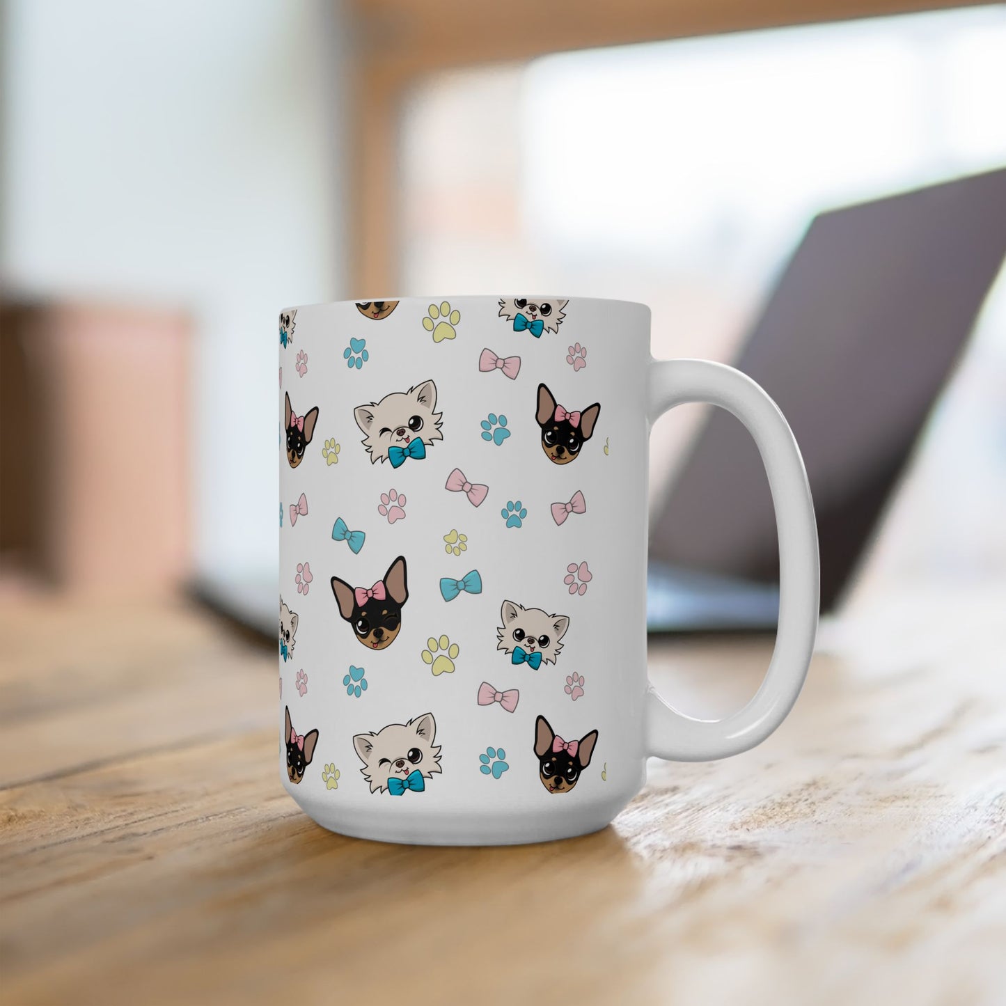 Cedric and Maya Winks & Bows Pattern Ceramic Mug