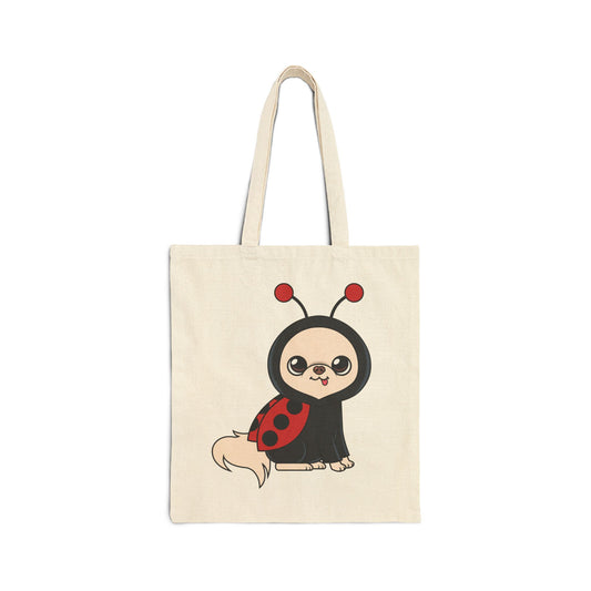 🐞 Cedric Ladybug Tote Bag – Durable Canvas with Chihuahua Charm