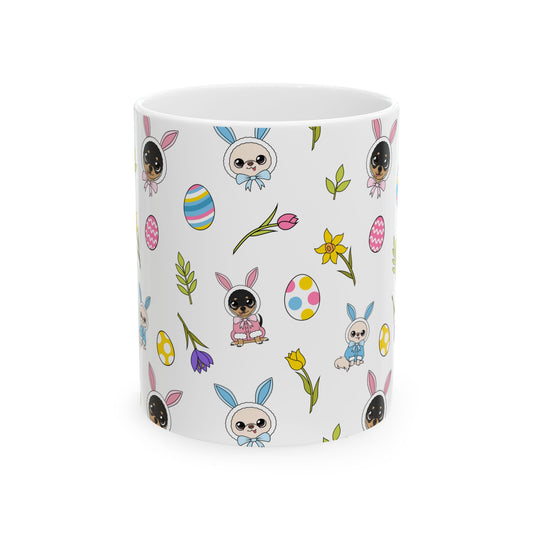 Cedric & Maya Easter Pattern Ceramic Mug – Gentle Spring Sips