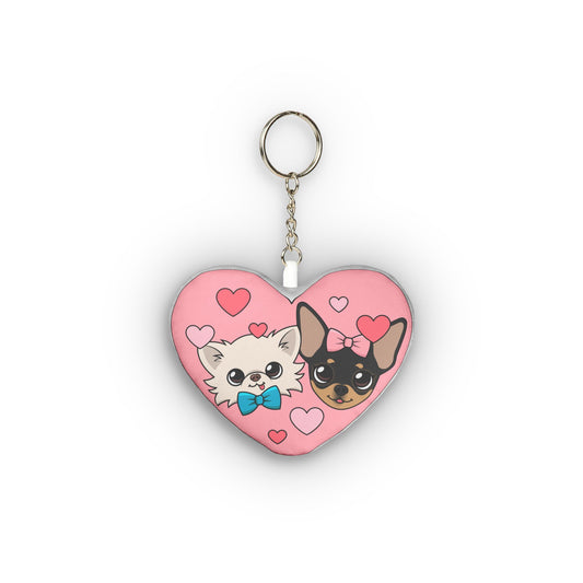Cedric & Maya Sibling Heart Pink Plush Bag Charm Keychain – Shared Home