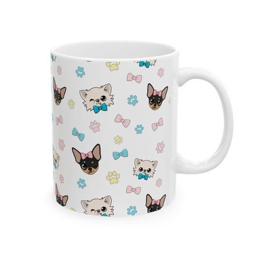 Cedric and Maya Winks & Bows Pattern Ceramic Mug