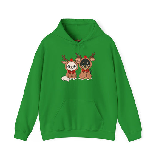 Tiny Reindeers Cedric and Maya Unisex Hoodie – Holiday Harmony