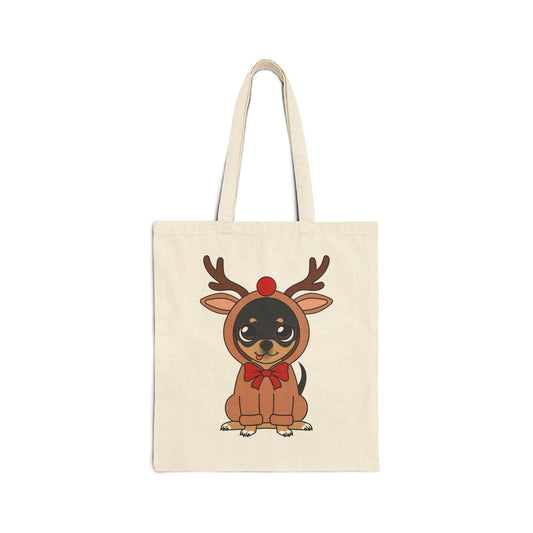 Maya Reindeer Moment Cotton Canvas Tote – Soft Holiday Calm