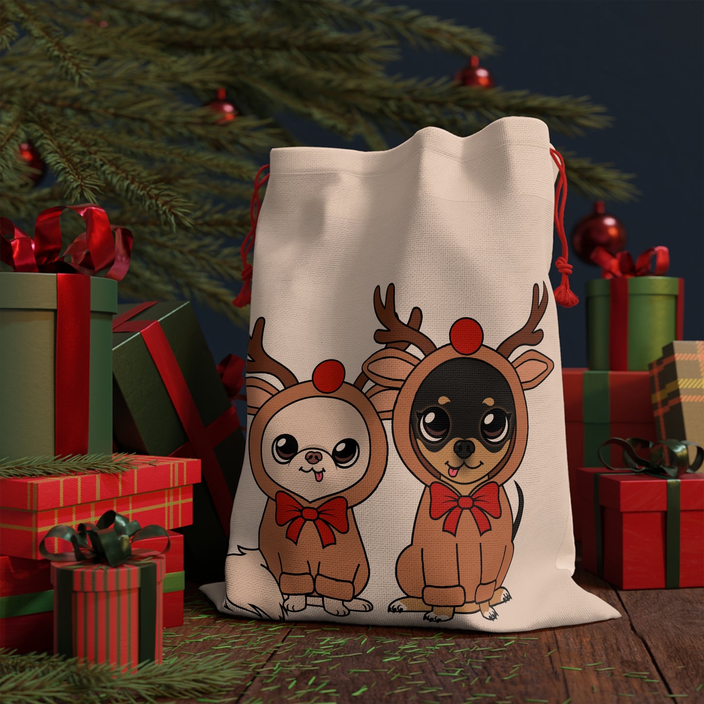 Tiny Reindeers Cedric and Maya Holiday Gift Bag