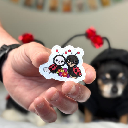 Sticker of Cedric and Maya in Ladybug Costumes