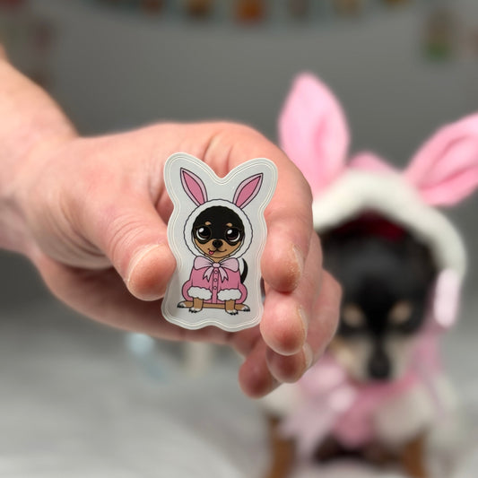 Chihuahua dressed in a bunny sticker