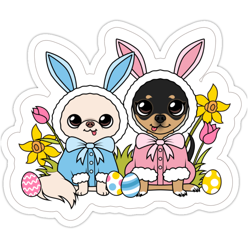Cedric and Maya Easter Bunnies Sticker