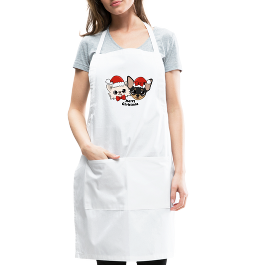 Cedric and Maya's Merry Christmas Adjustable Apron - white