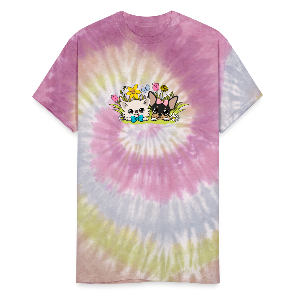 Cedric and Maya Spring Garden Tour Unisex Tie-Dye Tee - Desert Rose