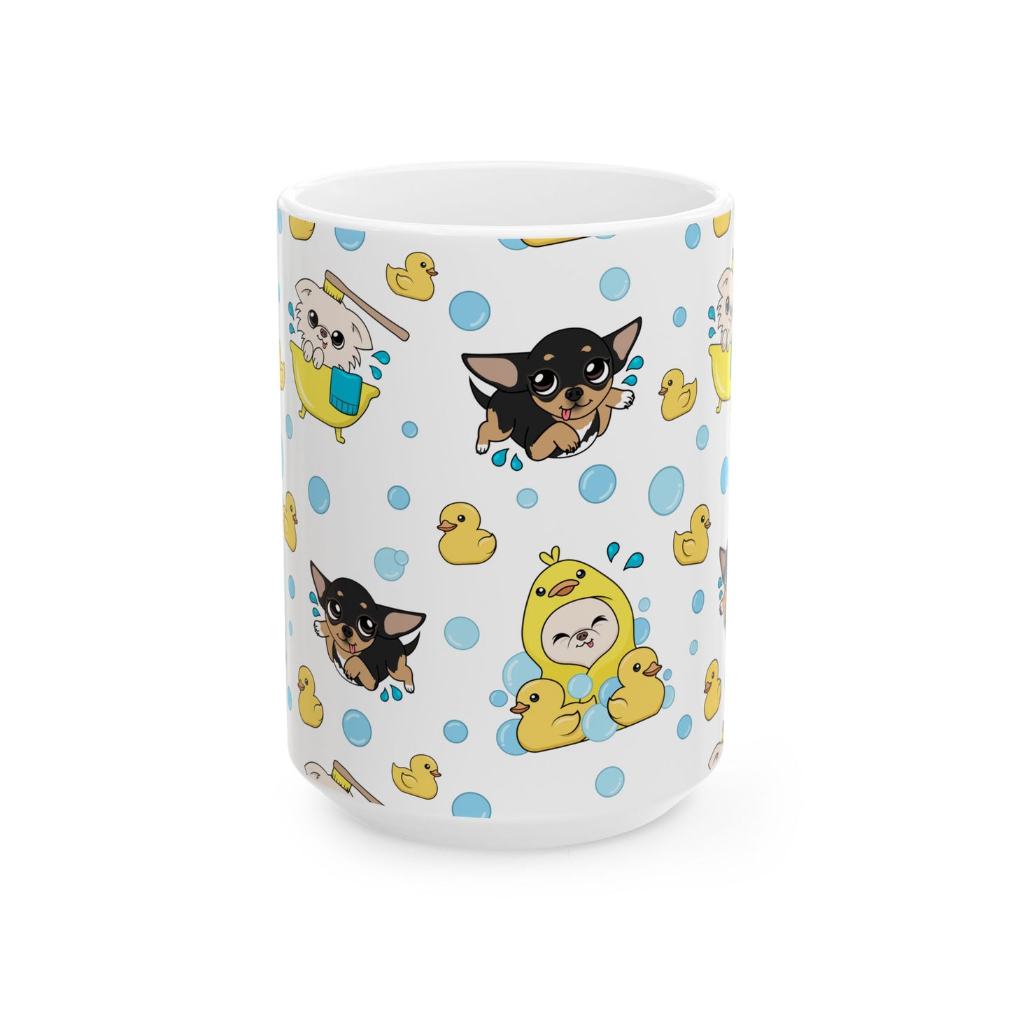Chihuahua Bath Time Pattern Ceramic Mug – Calm Little Splash