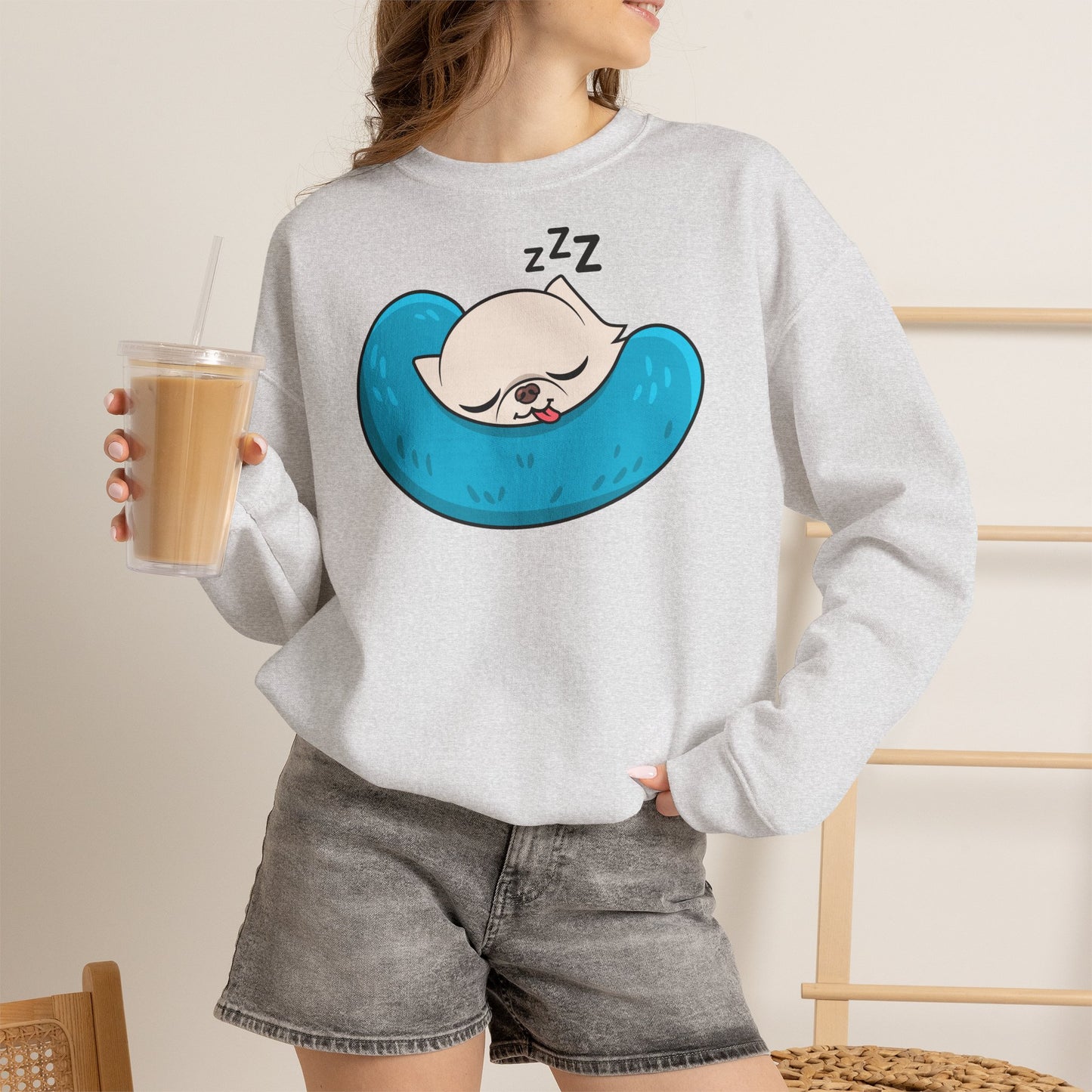 Sleepy Nap Time Cedric Unisex Crewneck Sweatshirt – Blue Calm