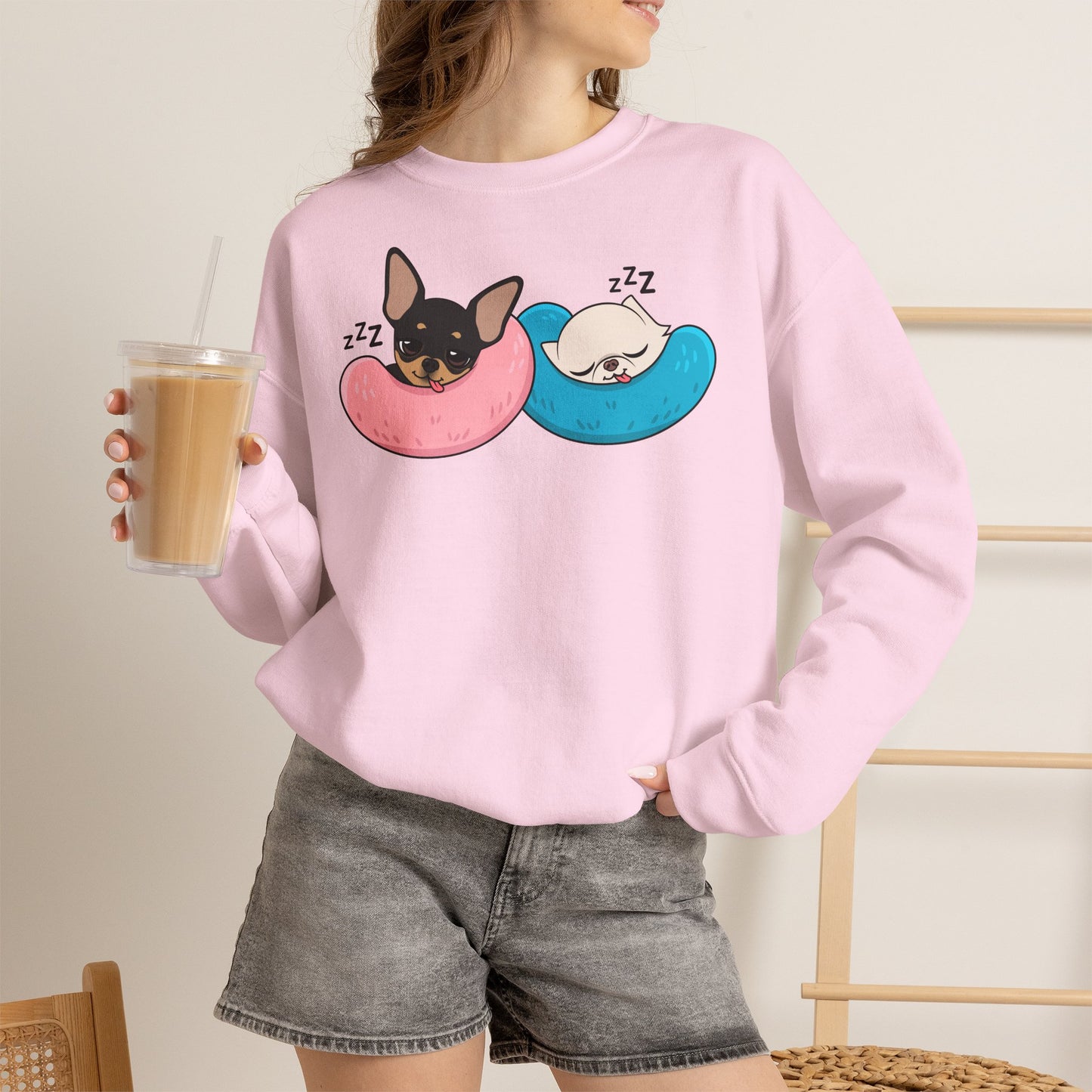 Nap Time Chihuahuas Unisex Crewneck Sweatshirt – Cozy Sibling Naps