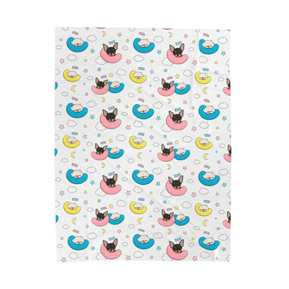 Cedric & Maya Nap Time Pattern Velveteen Plush Blanket