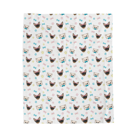 Cedric and Maya Winks & Bows Velveteen Plush Blanket