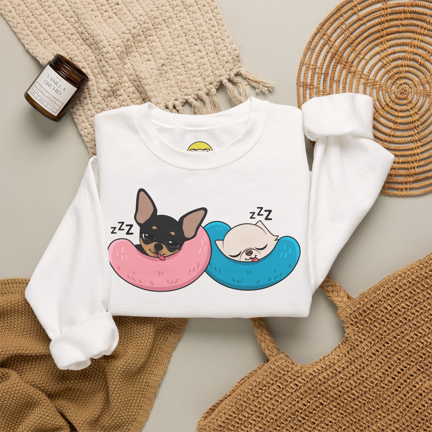 Nap Time Chihuahuas Unisex Crewneck Sweatshirt – Cozy Sibling Naps