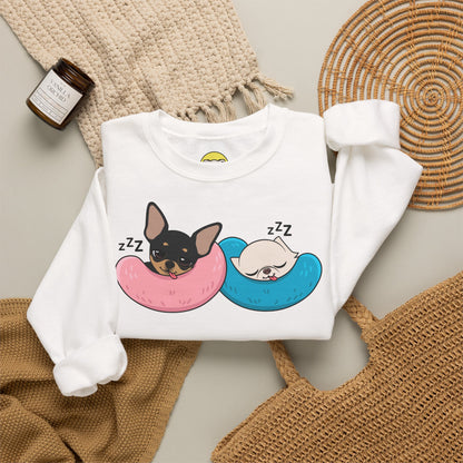 Nap Time Chihuahuas Unisex Crewneck Sweatshirt – Cozy Sibling Naps