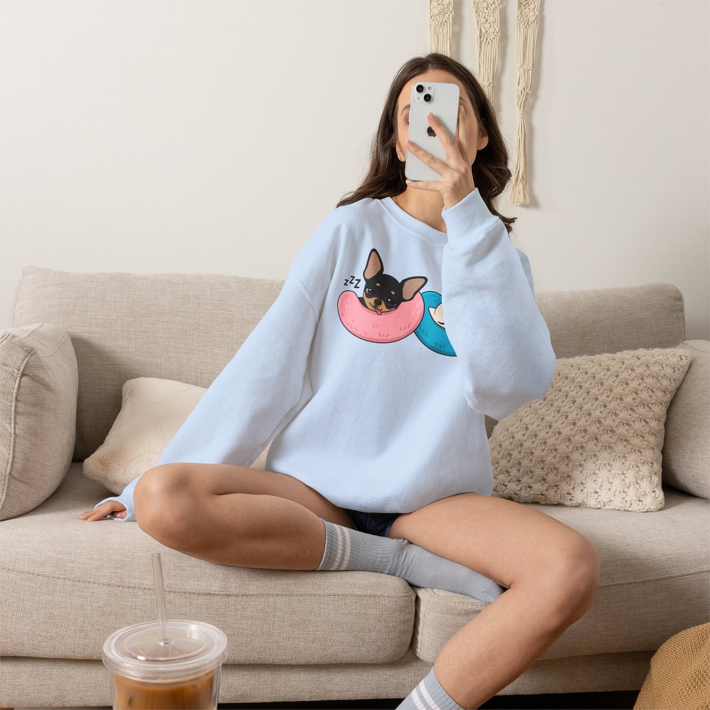 Nap Time Chihuahuas Unisex Crewneck Sweatshirt – Cozy Sibling Naps