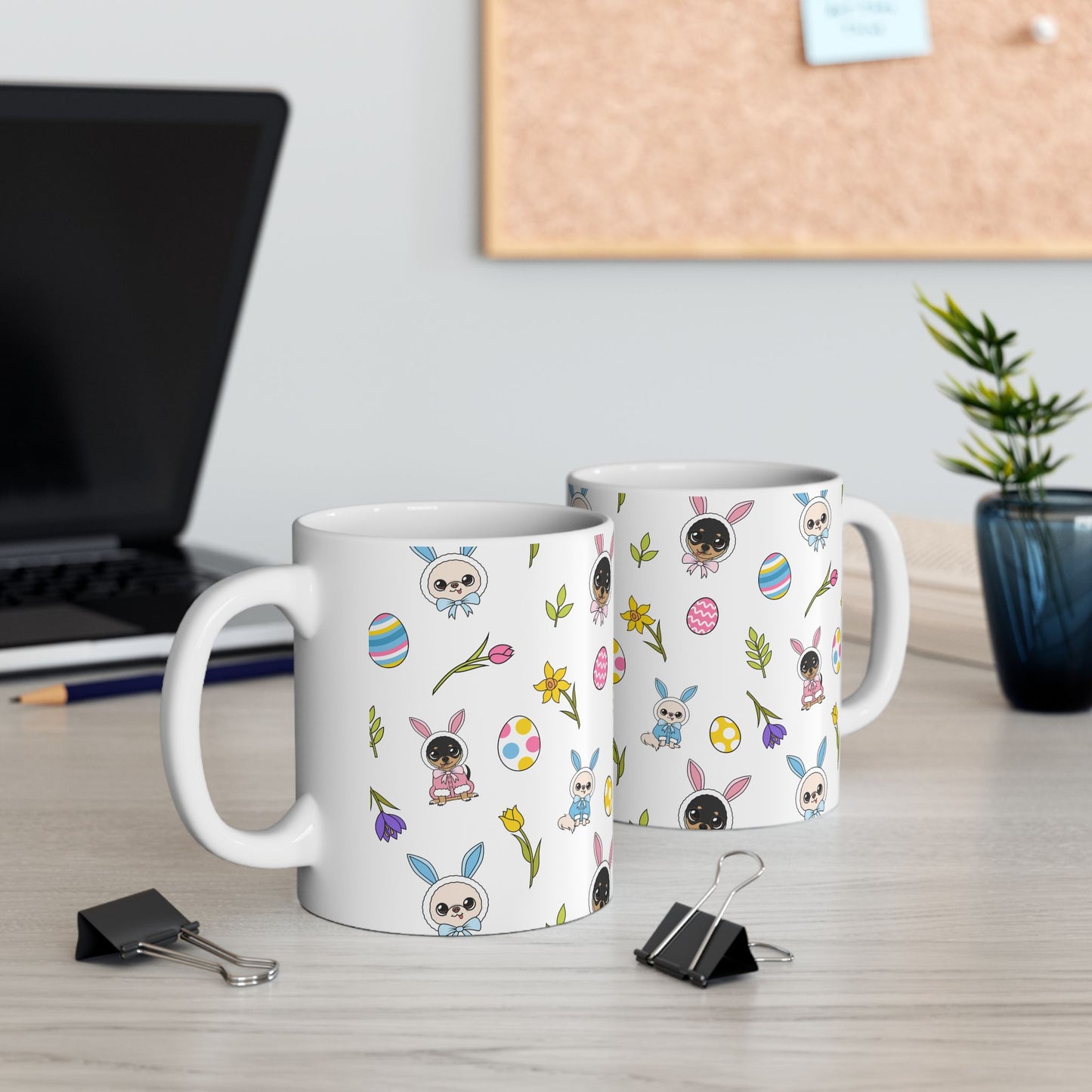Cedric & Maya Easter Pattern Ceramic Mug – Gentle Spring Sips
