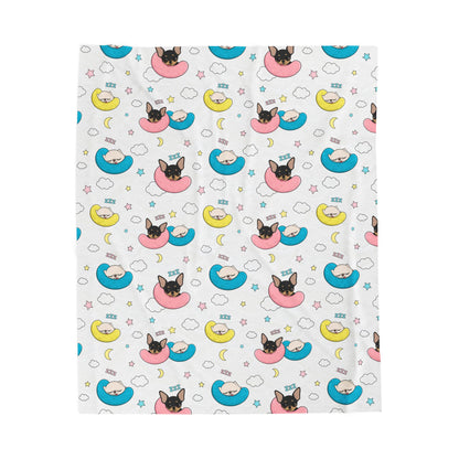 Cedric & Maya Nap Time Pattern Velveteen Plush Blanket