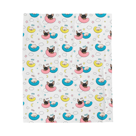 Cedric & Maya Nap Time Pattern Velveteen Plush Blanket