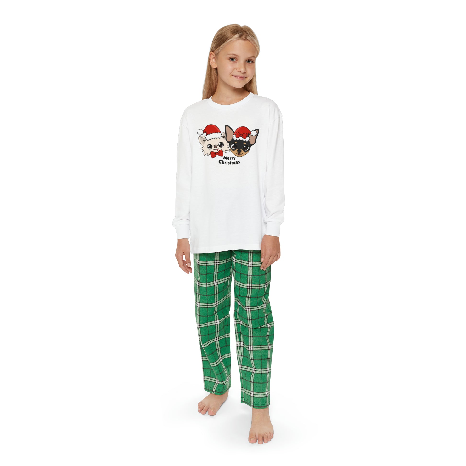 Cedric and Maya Merry Christmas Youth Long Sleeve Holiday Outfit Set - Tiny Chihuahua Shop