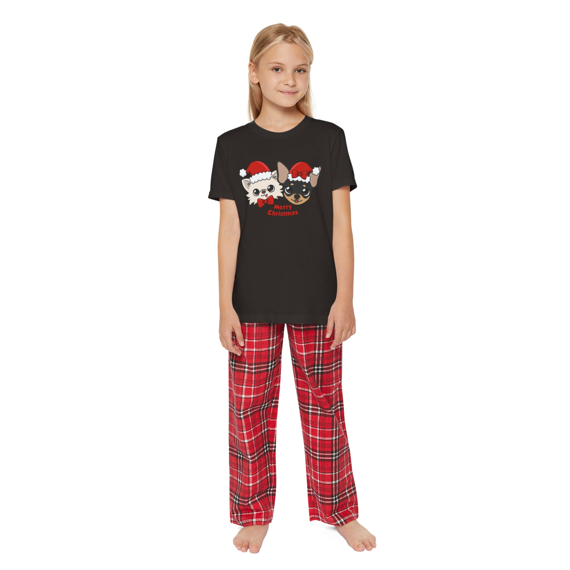 Cedric and Maya Merry Christmas Youth Short Sleeve Holiday Outfit Set - Tiny Chihuahua Shop