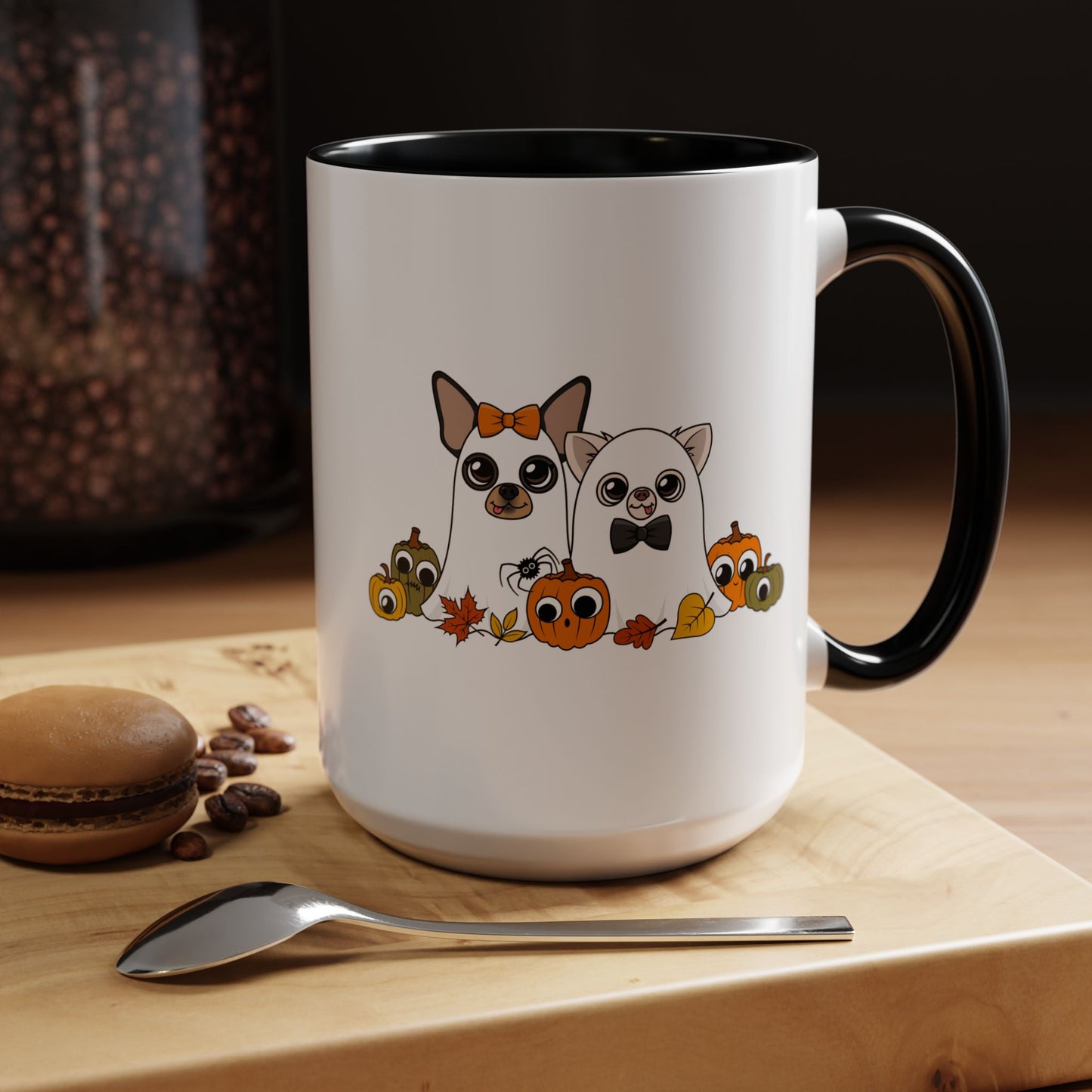 Ghost Chis Halloween Ceramic Mug – Orange or Black, 11oz or 15oz