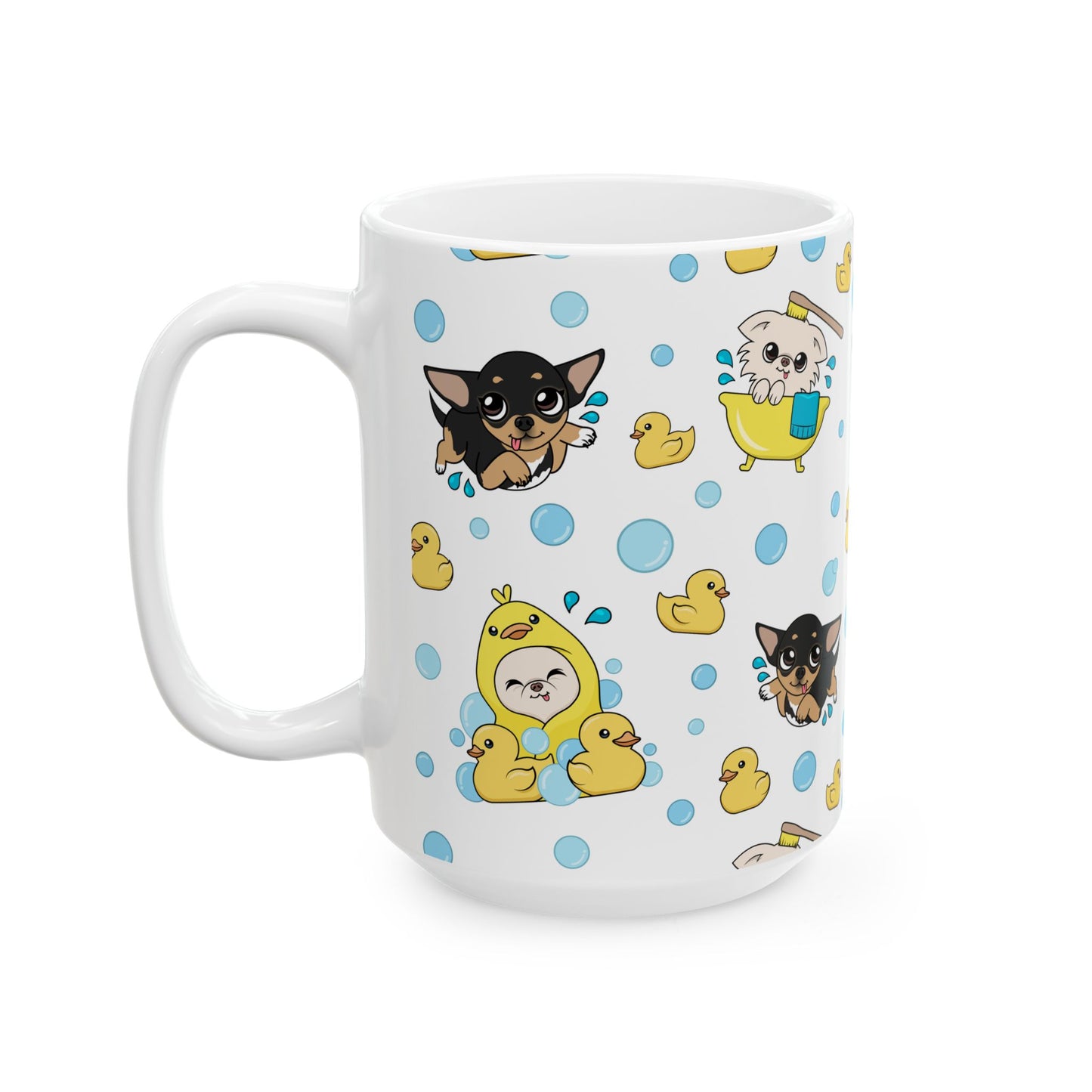 Chihuahua Bath Time Pattern Ceramic Mug – Calm Little Splash