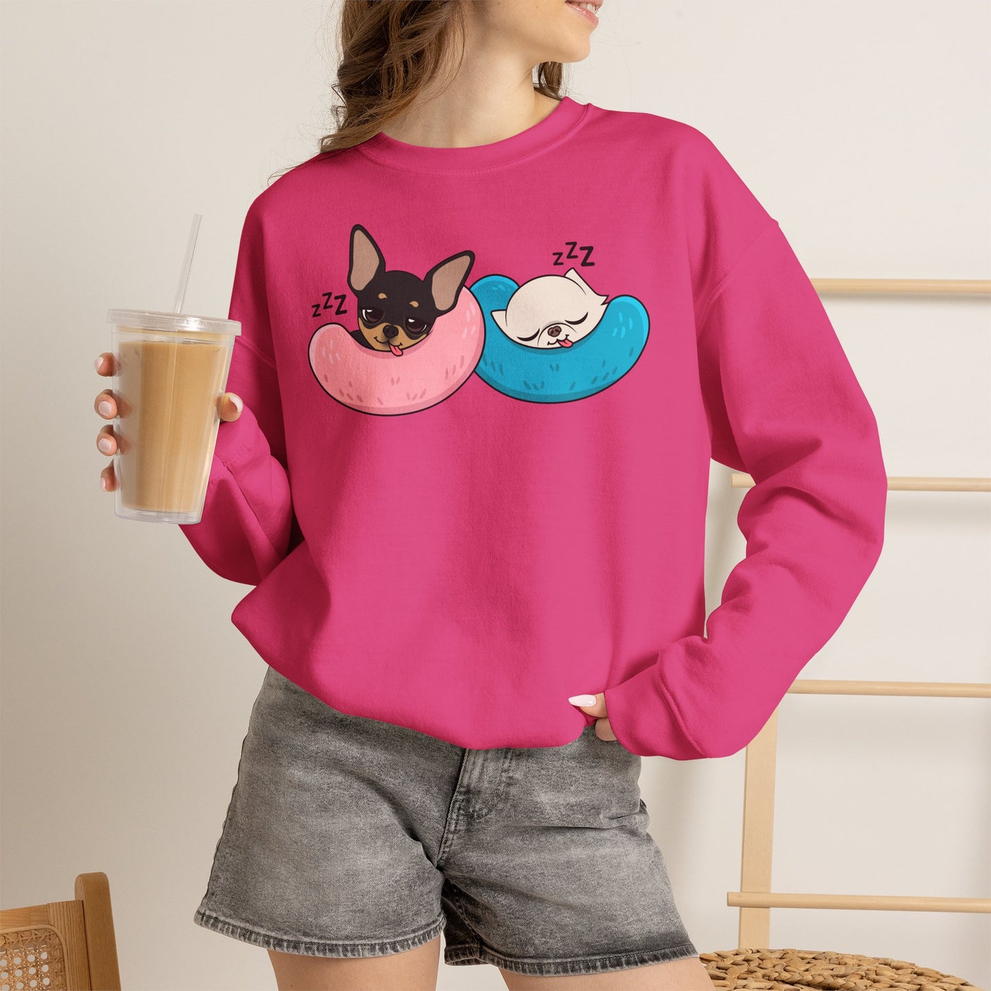 Nap Time Chihuahuas Unisex Crewneck Sweatshirt – Cozy Sibling Naps