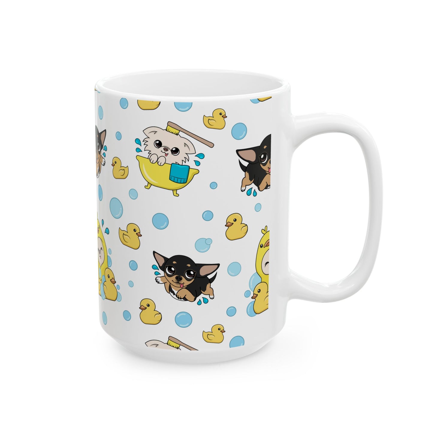 Chihuahua Bath Time Pattern Ceramic Mug – Calm Little Splash