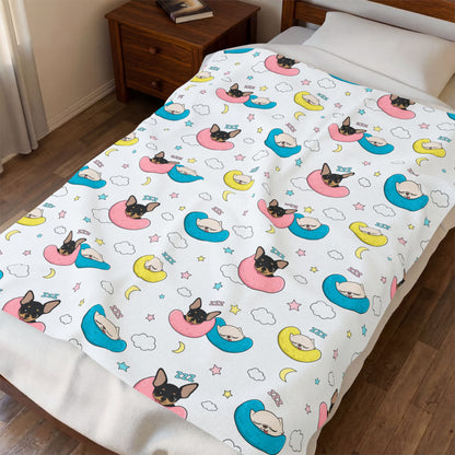 Cedric & Maya Nap Time Pattern Velveteen Plush Blanket