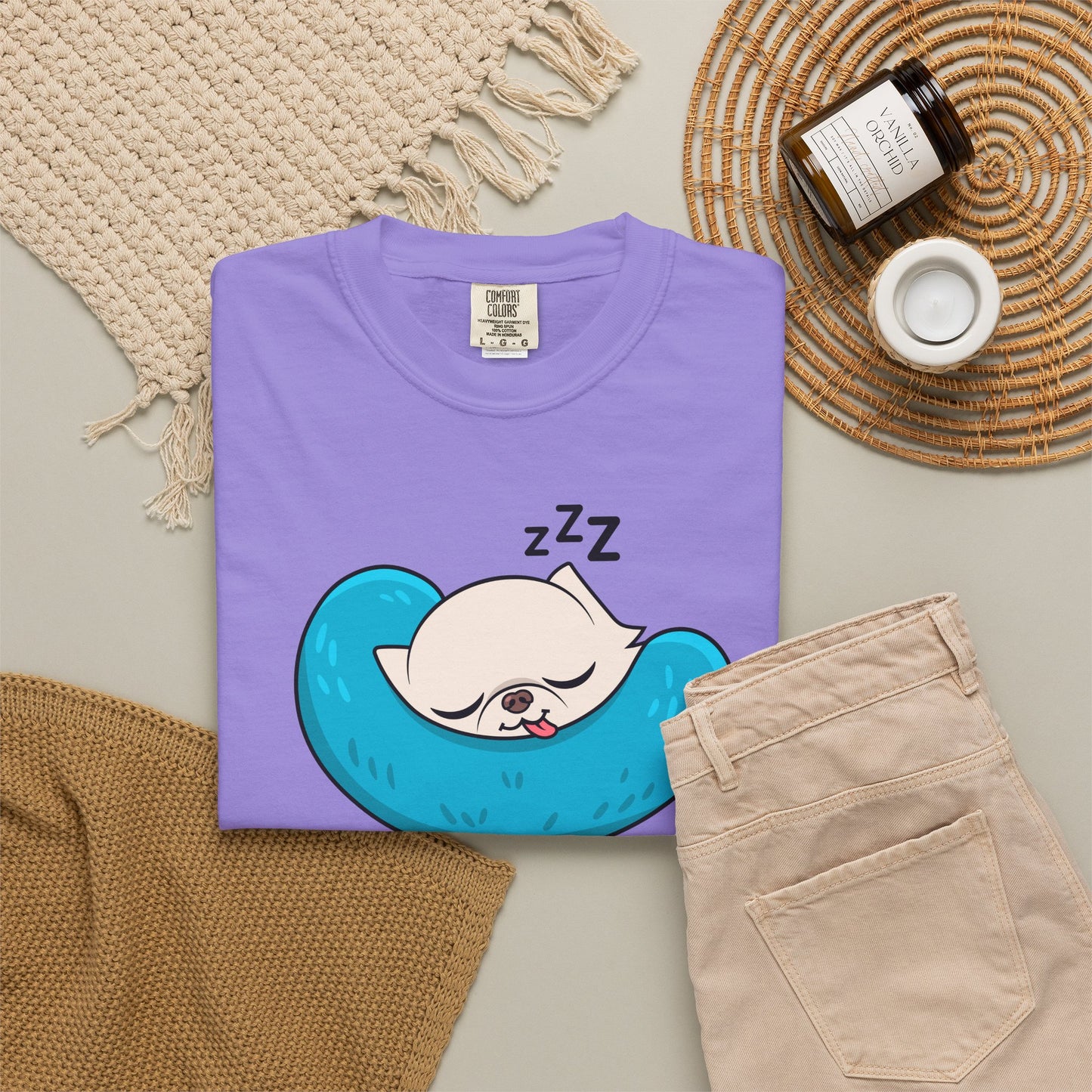 Sleepy Nap Time Cedric Garment-Dyed T-Shirt – Blue Calm