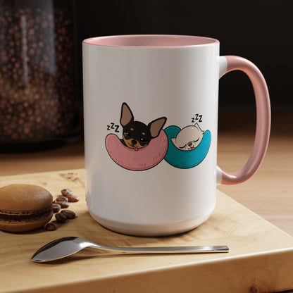 Nap Time Chihuahuas Accent Coffee Mug – Cozy Sibling Snoozes