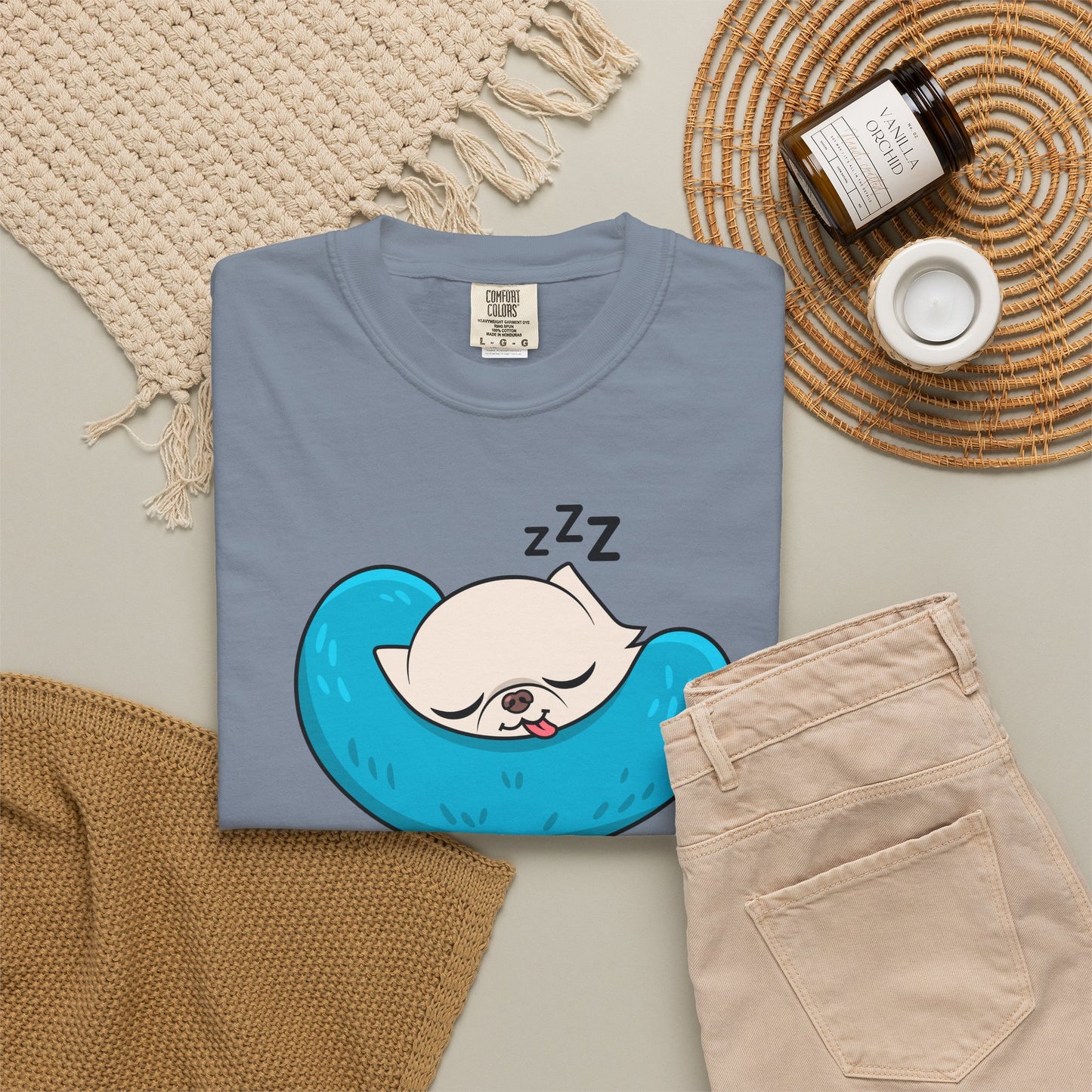 Sleepy Nap Time Cedric Garment-Dyed T-Shirt – Blue Calm