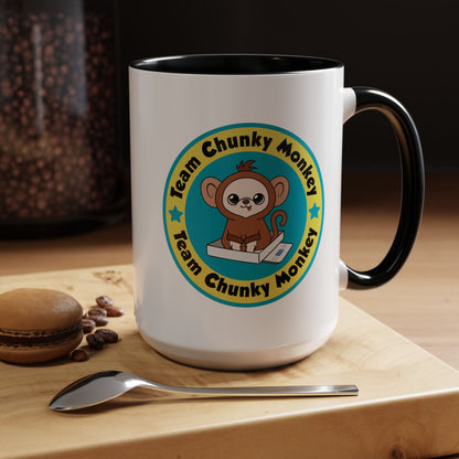 Team Chunky Monkey Badge Accent Mug – Cheerful Tiny Team Spirit