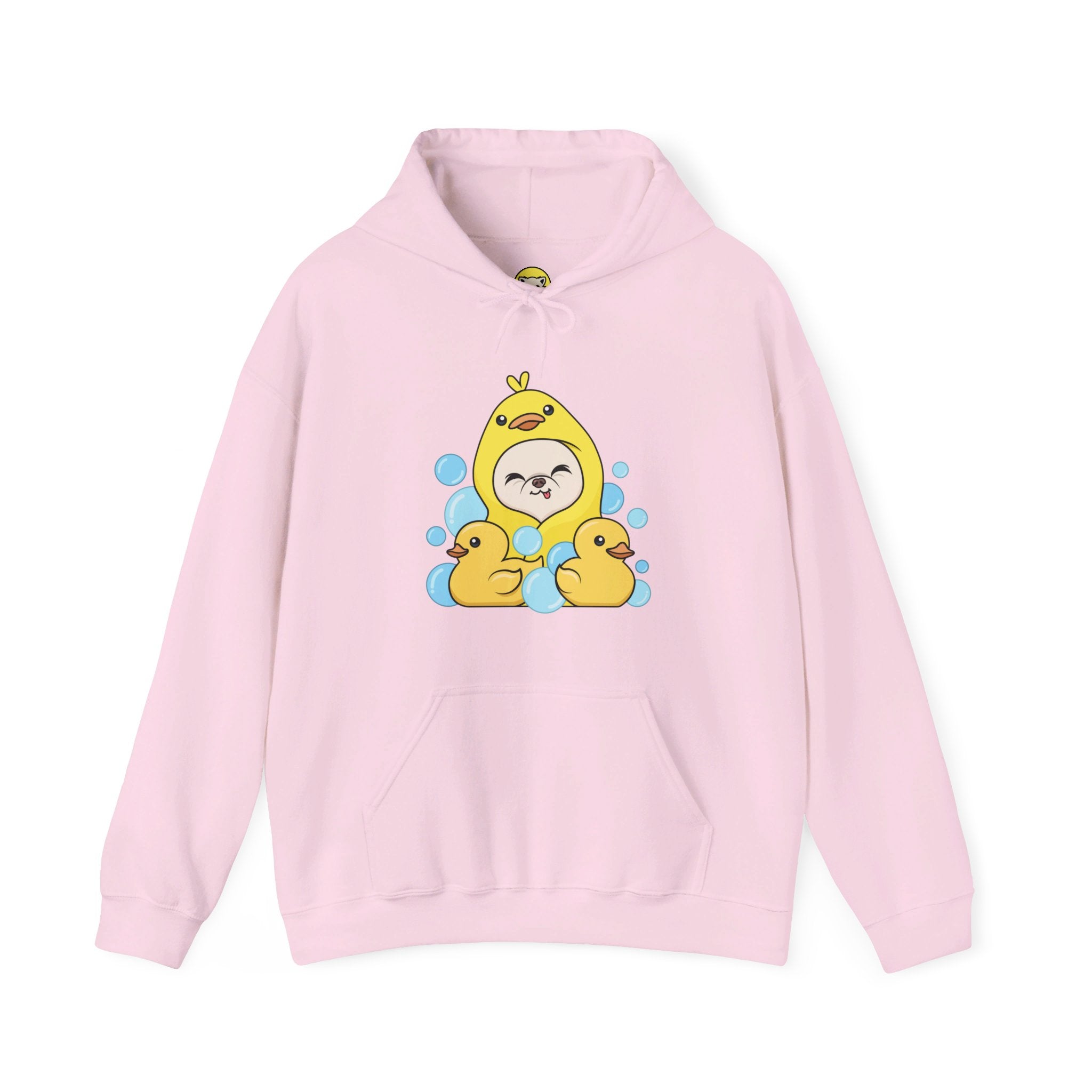 Back of Ducky Cedric Hoodie to pair with dog winter boots outfits