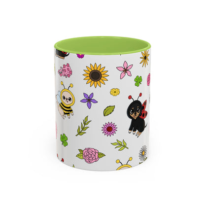 Bug‑Chis Pattern Accent Coffee Mug – Gentle Garden Sips