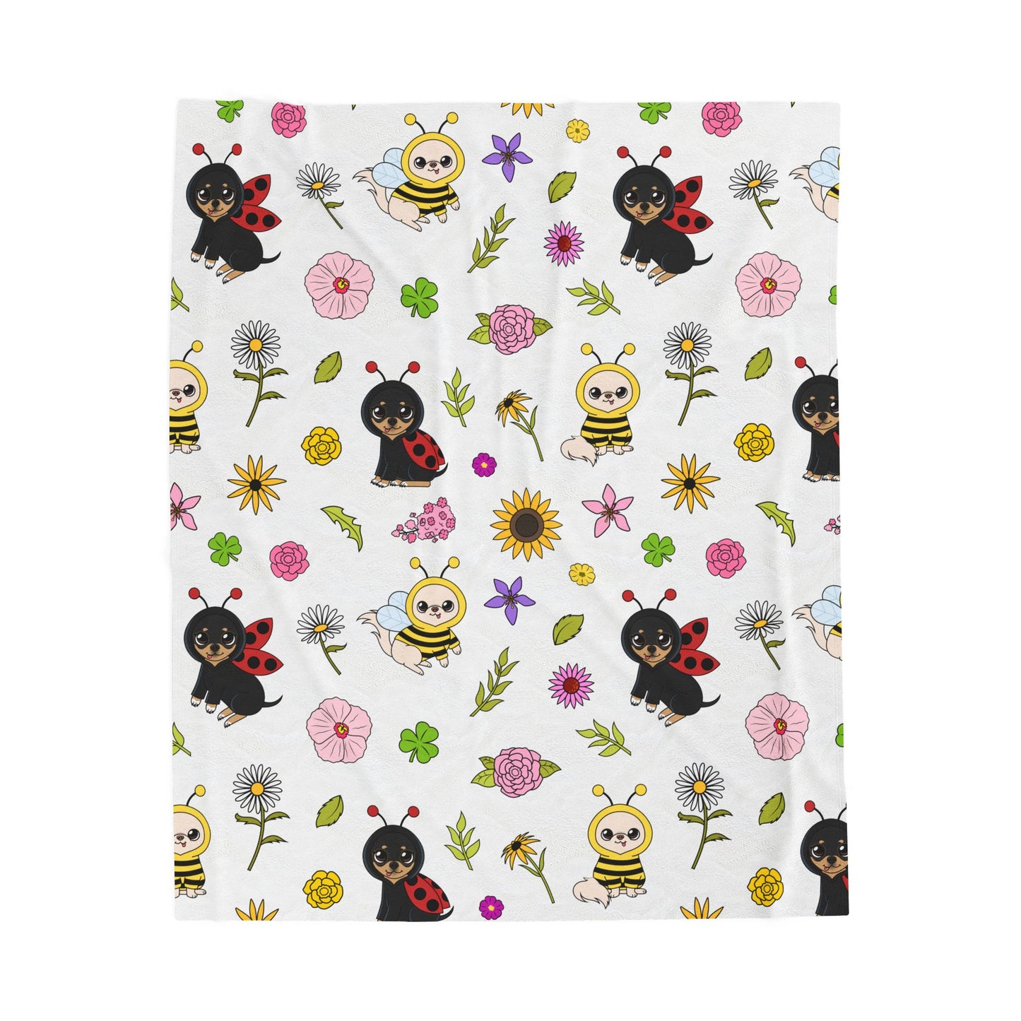 Bug‑Chis Pattern Velveteen Plush Blanket – Garden Snuggles