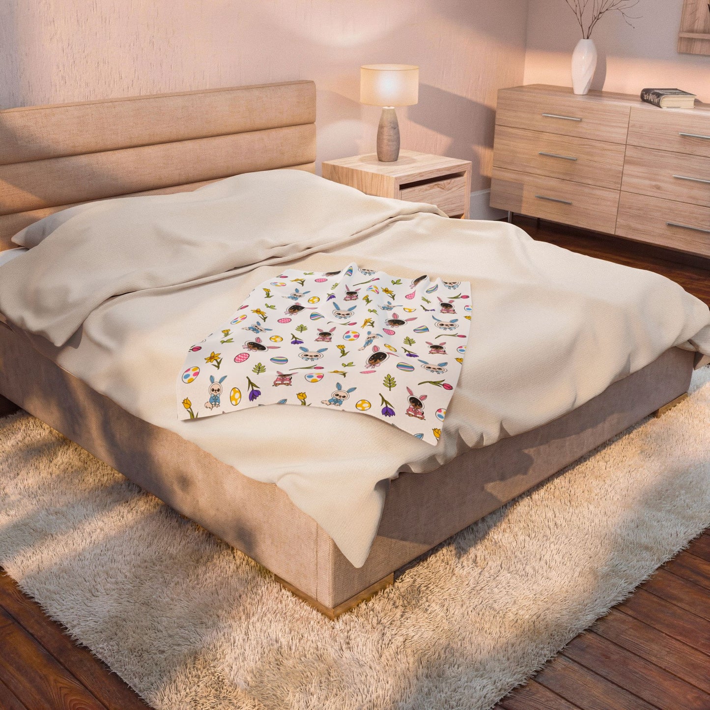 Cedric & Maya Easter Pattern Velveteen Plush Blanket