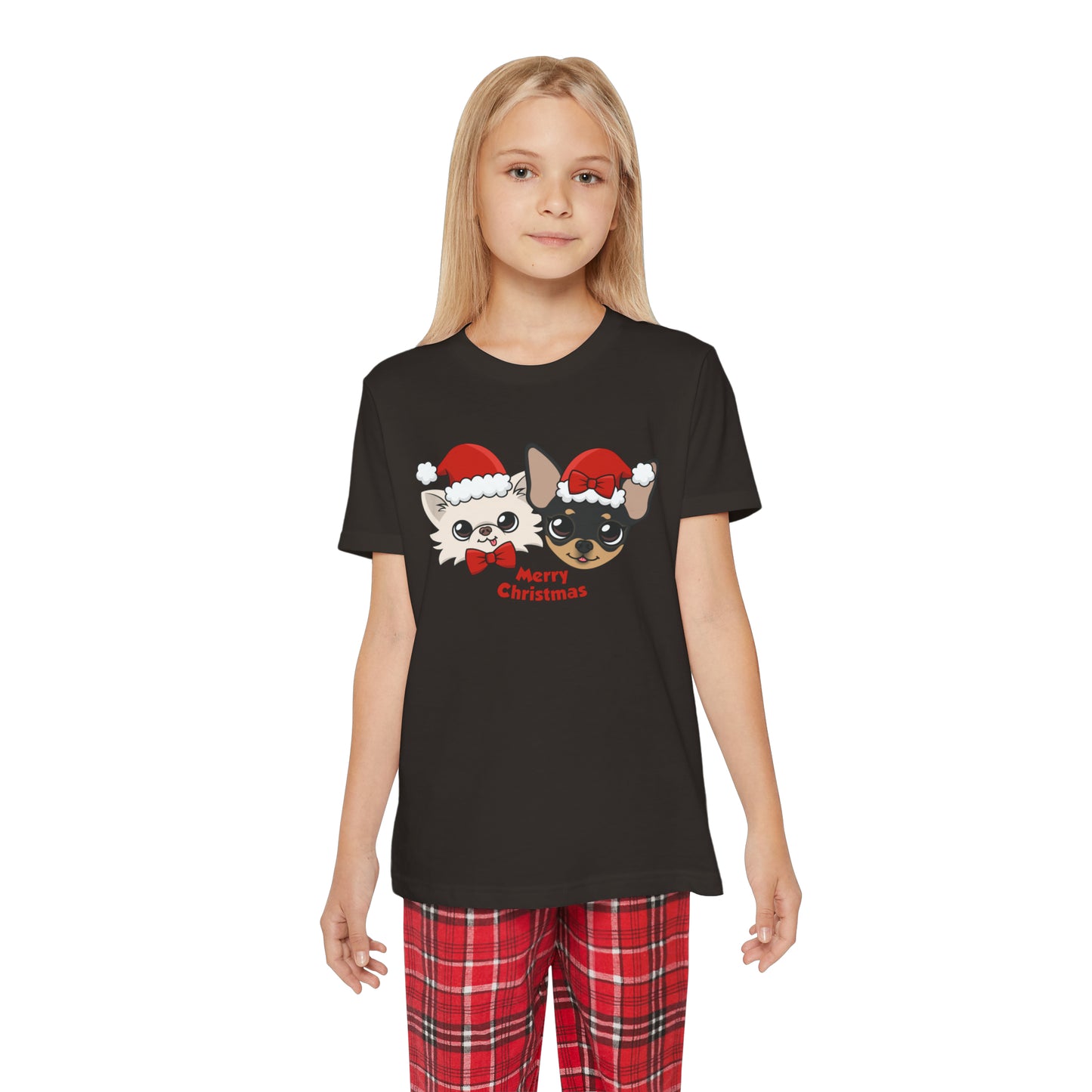 Cedric and Maya Merry Christmas Youth Short Sleeve Holiday Outfit Set - Tiny Chihuahua Shop