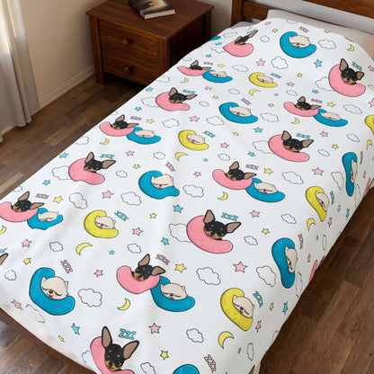 Cedric & Maya Nap Time Pattern Velveteen Plush Blanket