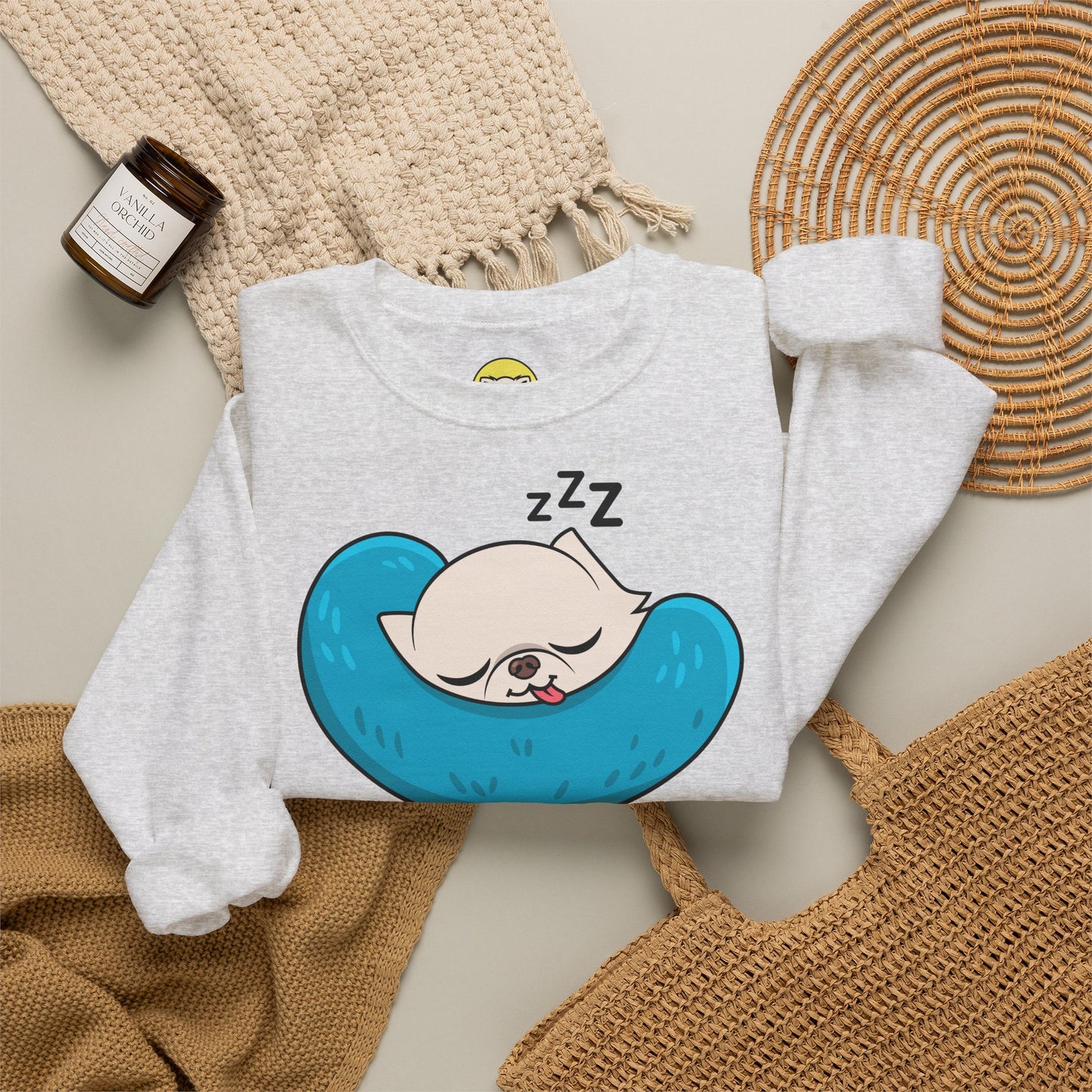 Sleepy Nap Time Cedric Unisex Crewneck Sweatshirt – Blue Calm