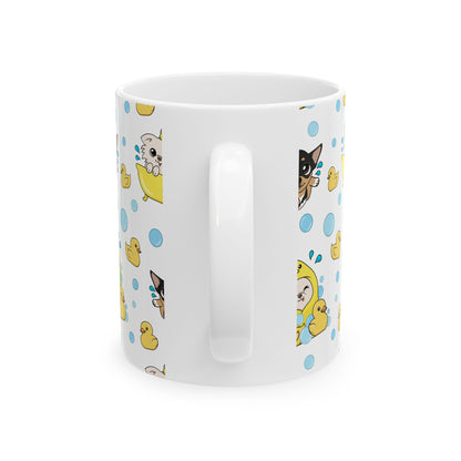 Chihuahua Bath Time Pattern Ceramic Mug – Calm Little Splash