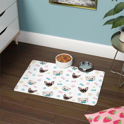 Cedric and Maya Winks & Bows Pet Food Mat – Quiet Little Hellos