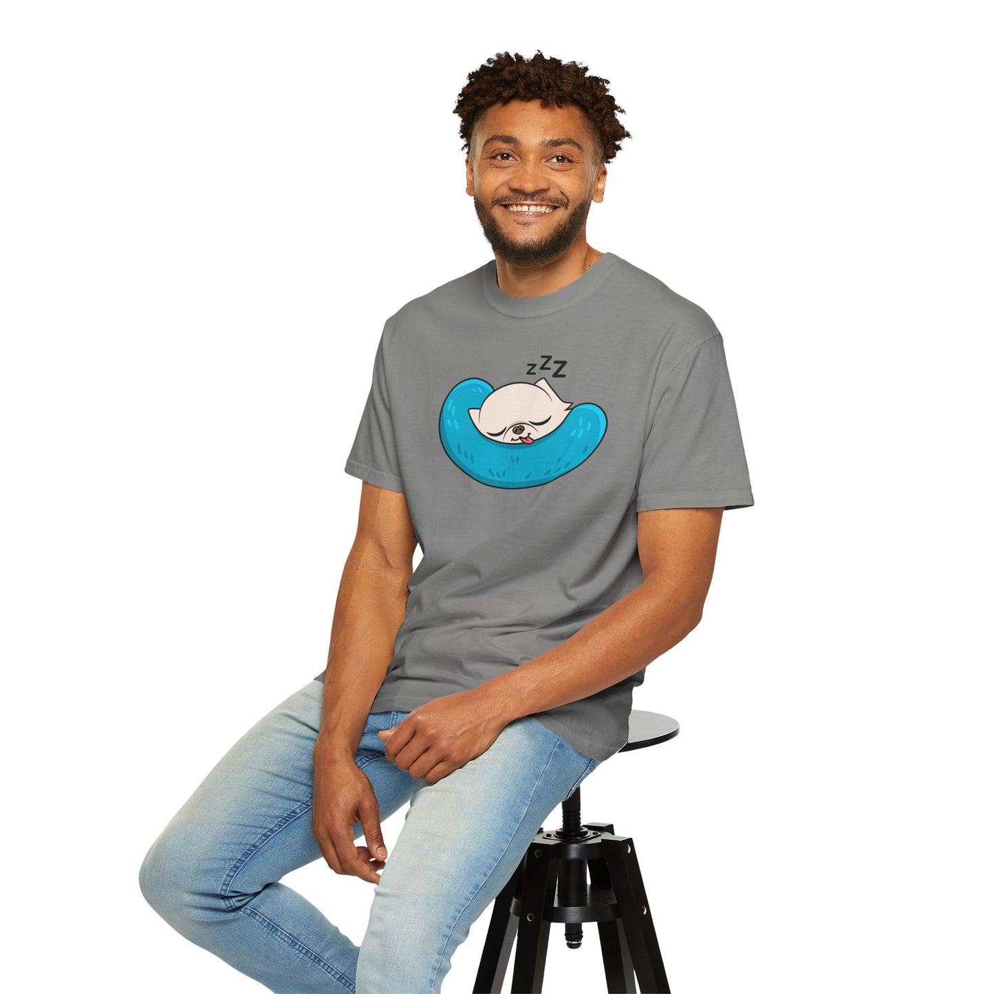Sleepy Nap Time Cedric Garment-Dyed T-Shirt – Blue Calm
