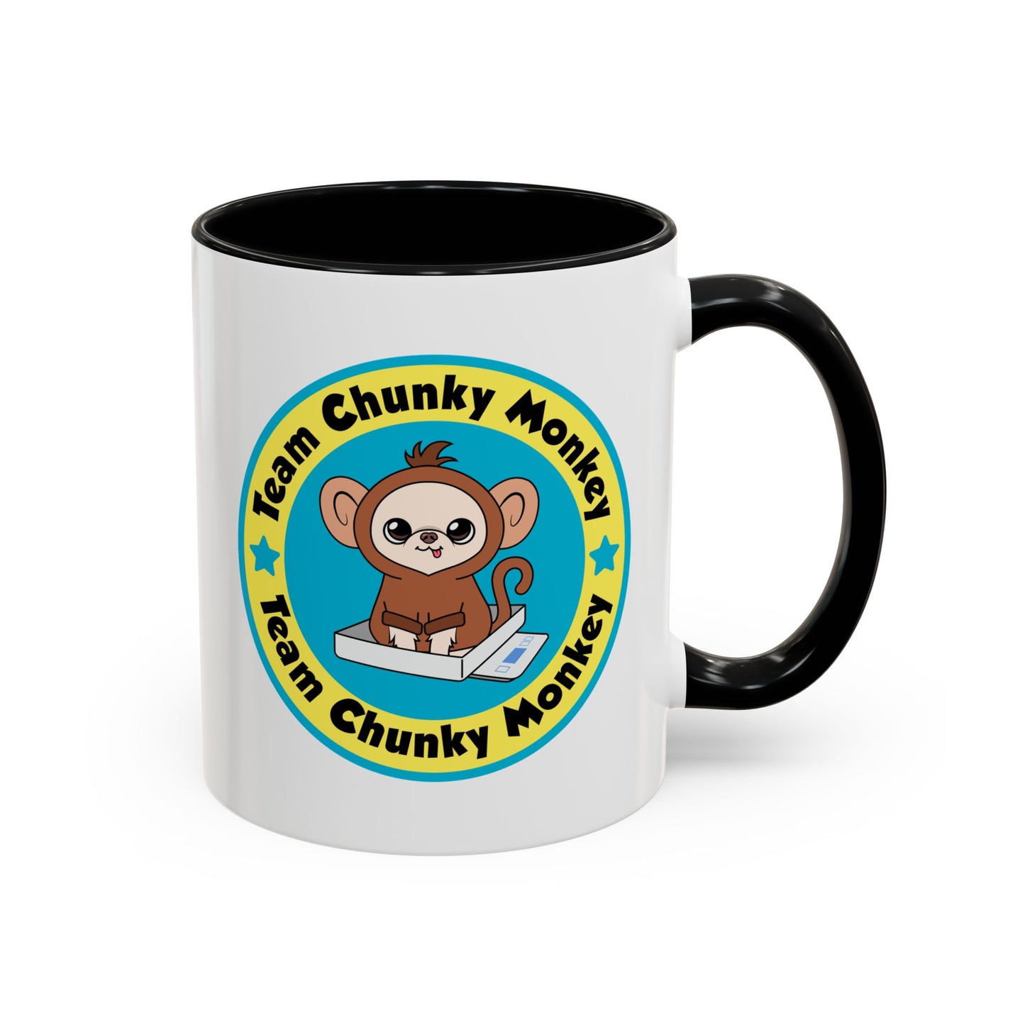 Team Chunky Monkey Badge Accent Mug – Cheerful Tiny Team Spirit