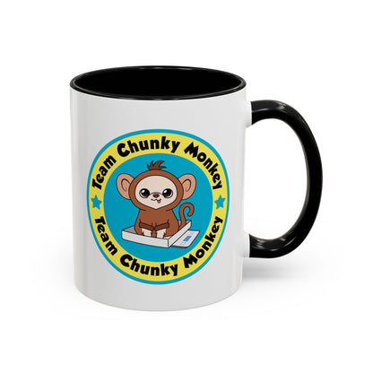 Team Chunky Monkey Badge Accent Mug – Cheerful Tiny Team Spirit
